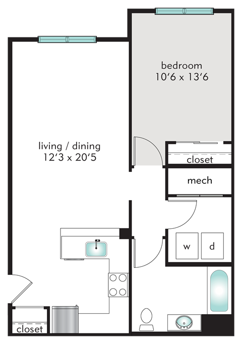 1C Floor Plan at The Tannery, Glastonbury